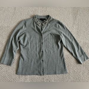 NWOT Ann Taylor bejeweled gray cardigan